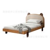 儿童床男孩女孩公主床1.2米实木软包床青少年北欧卧室橡木单人床