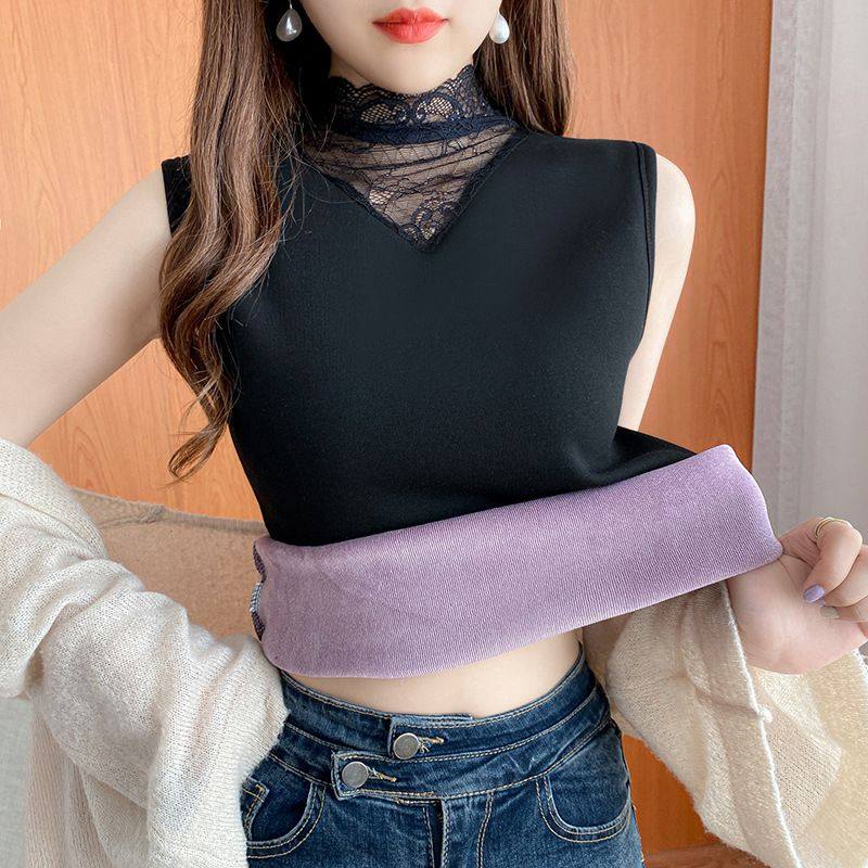 厂家秋冬高领蕾丝保暖背心女加绒加厚内搭一体绒保暖上衣打底衫,女士内衣/男士内衣/家居服,保暖背心,淘宝优惠券,粉丝福利购,淘宝优惠卷