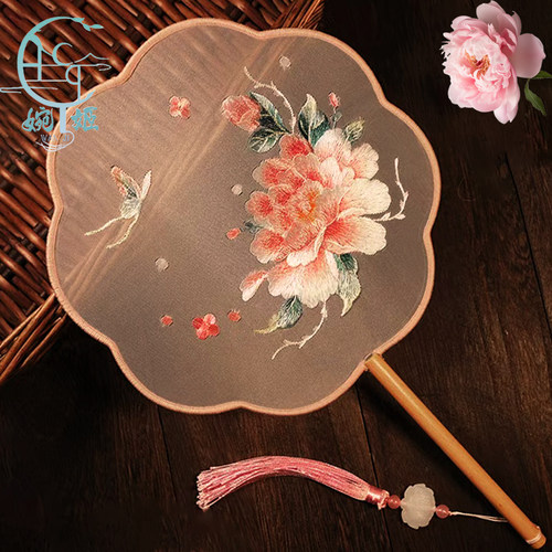 双面绣古风圆扇刺绣团扇中国风绣花荷花汉服专用苏绣百搭舞蹈扇