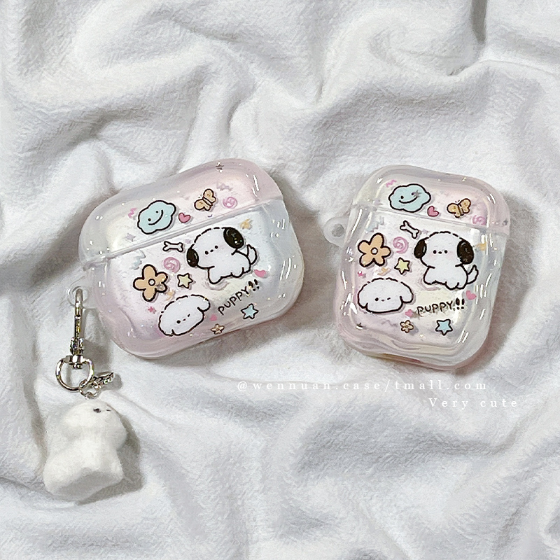 可爱卡通涂鸦闪粉小狗适用AirPods4苹果AirPods1/2代无线蓝牙耳机套三四airpodspro新三代airpods3个性全包女