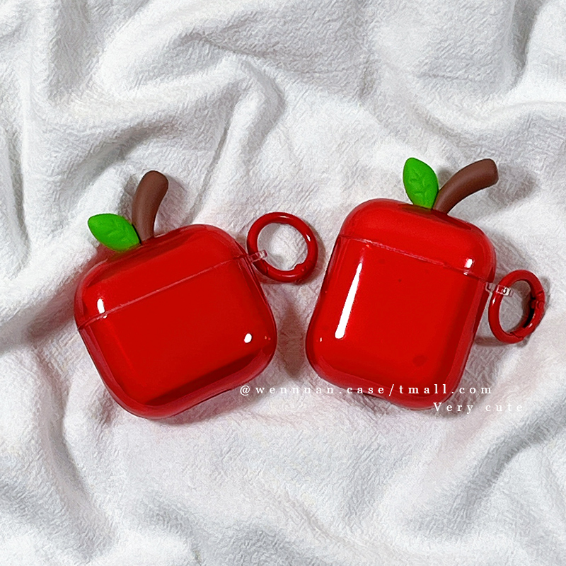 创意立体简约红苹果适用AirPods4苹果AirPods1/2代无线蓝牙耳机套女款三四airpodspro新三代airpods3个性全包
