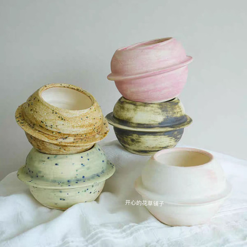 星球花盆 飞碟花盆 手工陶瓷花盆 粗陶花盆 透气保水 花园阳台