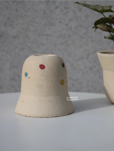 北欧个性简约ins风彩色波点仙人掌盆栽室内水泥花盆可爱大口径盆