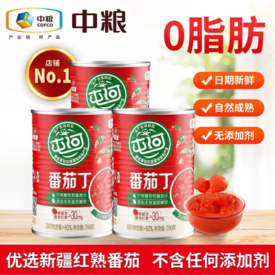 【8罐*390g净果肉】中粮屯河新疆内蒙西红柿块番茄丁番茄块罐头新