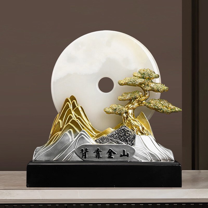 新中式高档办公室流水生财假山流沙画摆件客厅玄关装饰品乔迁礼物