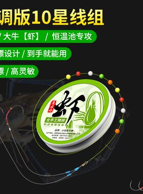 10星线组小细漂恒温池轻口虾高灵敏大牛竞技比赛魔术虾钩十星线组