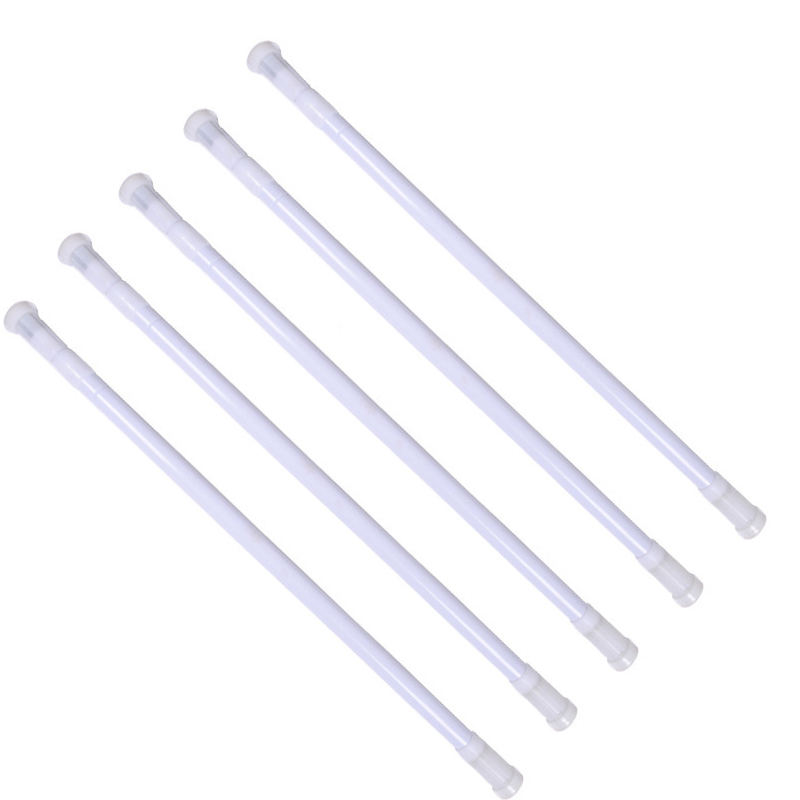 白色伸缩杆免打孔浴帘杆窗帘杆晾衣杆衣柜挂衣杆浴室撑杆防水帘杆