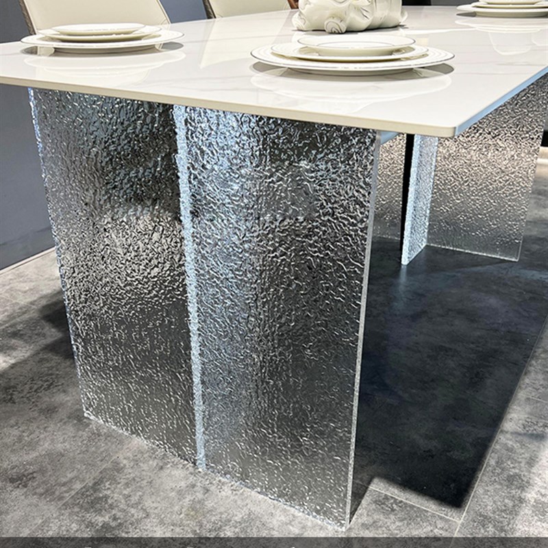 水波纹亚克力桌脚桌腿餐桌石头纹书桌岩板大板支撑脚定制悬浮桌角
