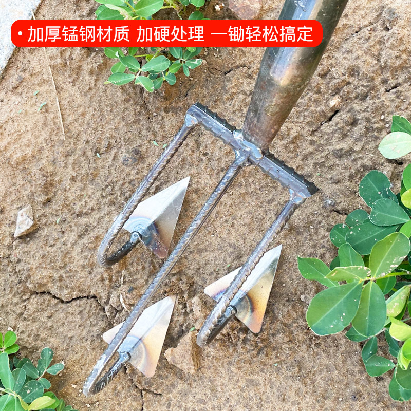 松土耙锄翻地松土三齿五齿耙子全钢锄头除草开荒开沟种菜农用工具