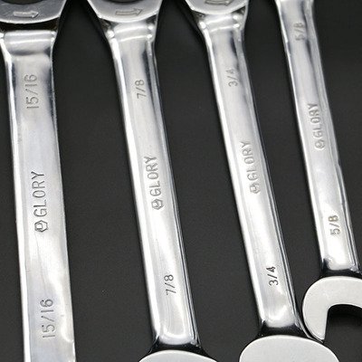 进口快速棘轮呆扳手 英制镜面梅花开口棘轮两用快速省力扳手套装