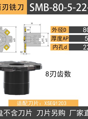SMP01数控三面刃铣刀盘T型槽PT02可转位舍弃式面铣刀切槽刀XSEQ12