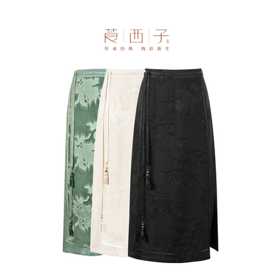 【松烟】莨西子新中式国风中长款马面裙女春夏款设计感拼接半身裙