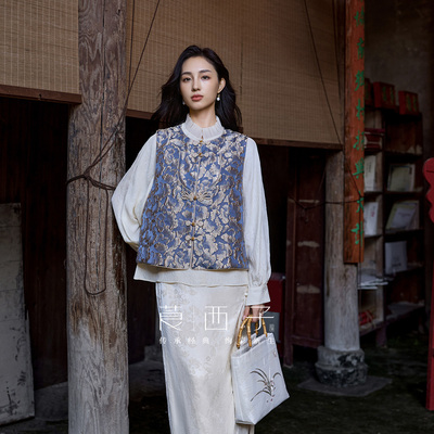 【清】莨西子新中式国风短款无袖马甲女春秋款复古年轻马夹上衣