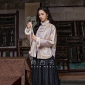 莨西子新中式 100桑蚕丝填充 国风真丝棉服外套女秋冬复古减龄