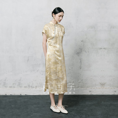 【清】莨西子新中式国风女款雍容大气含桑蚕丝连衣裙绝美修身裙子
