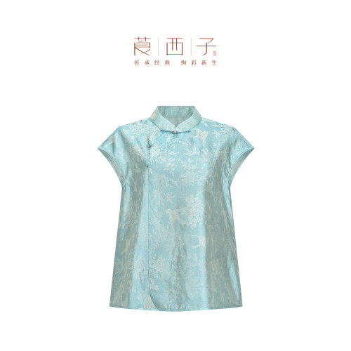 【知安】莨西子新中式国风桑蚕丝短袖衬衫女春夏轻奢减龄高级上衣