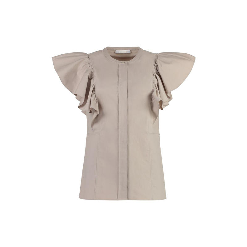 CHLOÉ COTTON RUFFLED TOP