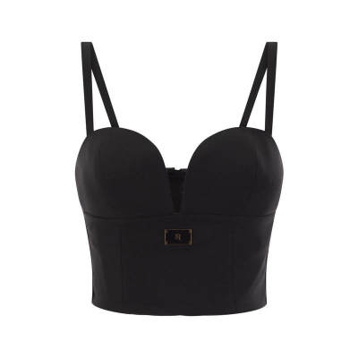 ELISABETTA FRANCHI Stretch crepe bustier top with enamelled