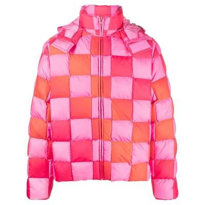 ERL UNISEX GRADIENT CHECKER HOODED PUFFER COAT WOVEN CLOTHI