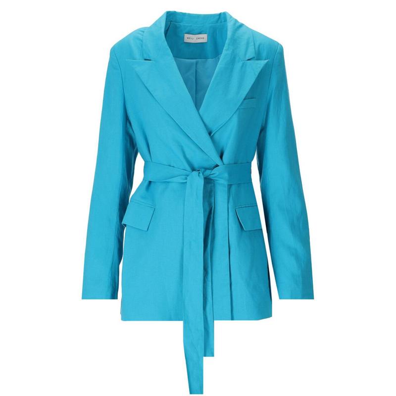 WEILI ZHENG LIGHT BLUE BLAZER WITH BELT