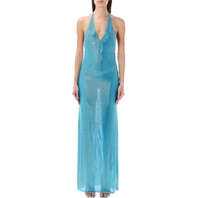 GIUSEPPE DI MORABITO LONG DRESS SILVER CRYSTAL