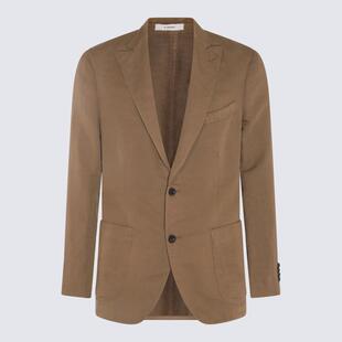 LINEN BOGLIOLI COTTON BLAZER BROWN BLEND