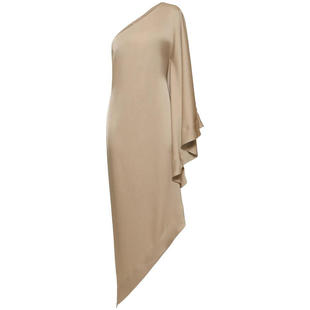 VAUTHIER SHOULDER DRESS ONE DRAPED ALEXANDRE SATIN LONG