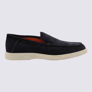 SANTONI SUEDE LOAFERS NAVY