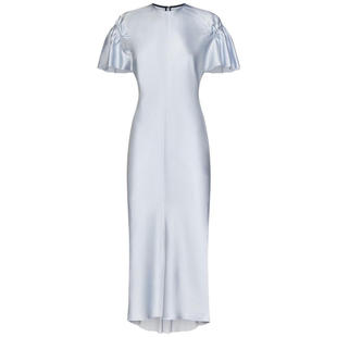 Sleeve Victoria Gathered Dress Beckham Midi