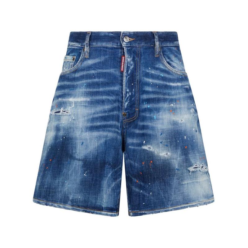 DSQUARED2 paint-splatter denim shorts