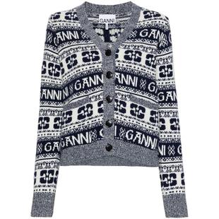 LOGO MIX WOOL GANNI CARDIGAN CLOTHING