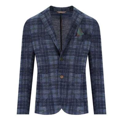 BOB  LIGHT BLUE TARTAN SINGLE BREASTED JACKET