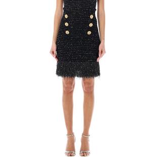 lurex tweed Fringed BALMAIN skirt