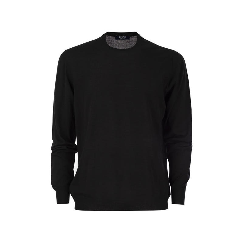 FEDELI Crew-neck sweater in superfine virgin wool