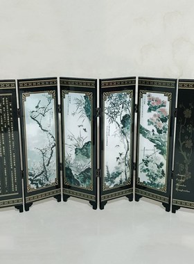 6 Panel Flower Bamboo Screen 48x24x0.H6cm Home Room Divider