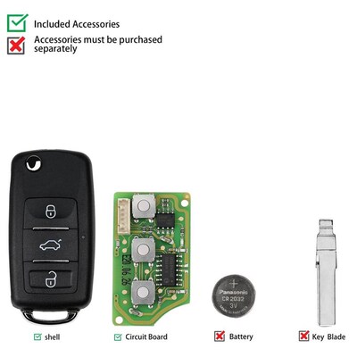 XKB510EN Universal Remote Key B5 Type 3 Buttons English. Ver