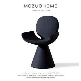 靠背洽谈接待椅 MOZUO墨佐意式 轻奢简约餐椅休闲棉麻家用书椅个性