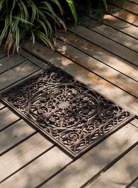 美式铸铁工艺脚垫门垫防滑垫花园别墅庭院门厅装饰品摆件杂货