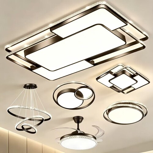 客厅主灯轻奢高级感2025新款水晶吸顶灯现代简约大气全屋灯具套餐