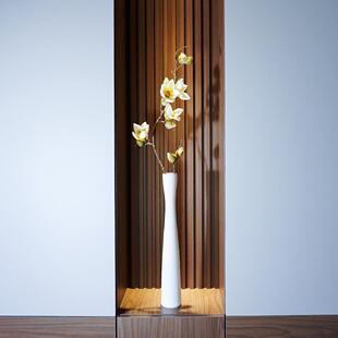 新中式长款细高陶瓷花瓶白色电视墙高款装饰花器格栅玄关柜摆件