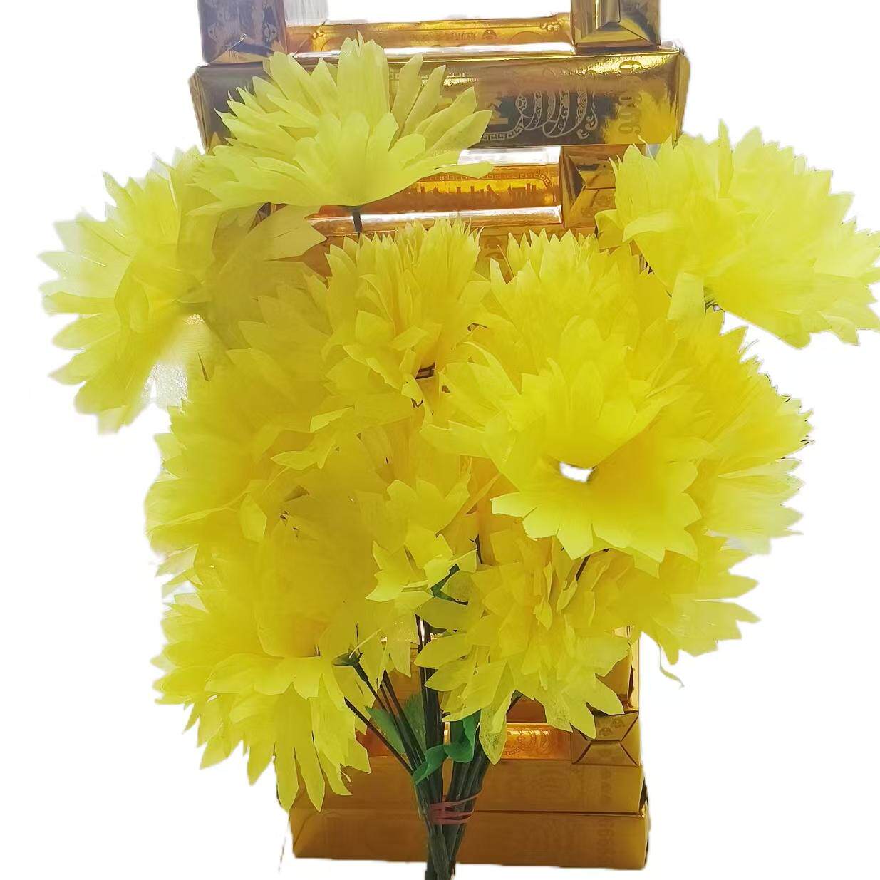 祭祀绢花扫墓五头水晶花塑料菊花束清明节春节仿真花假花摆件
