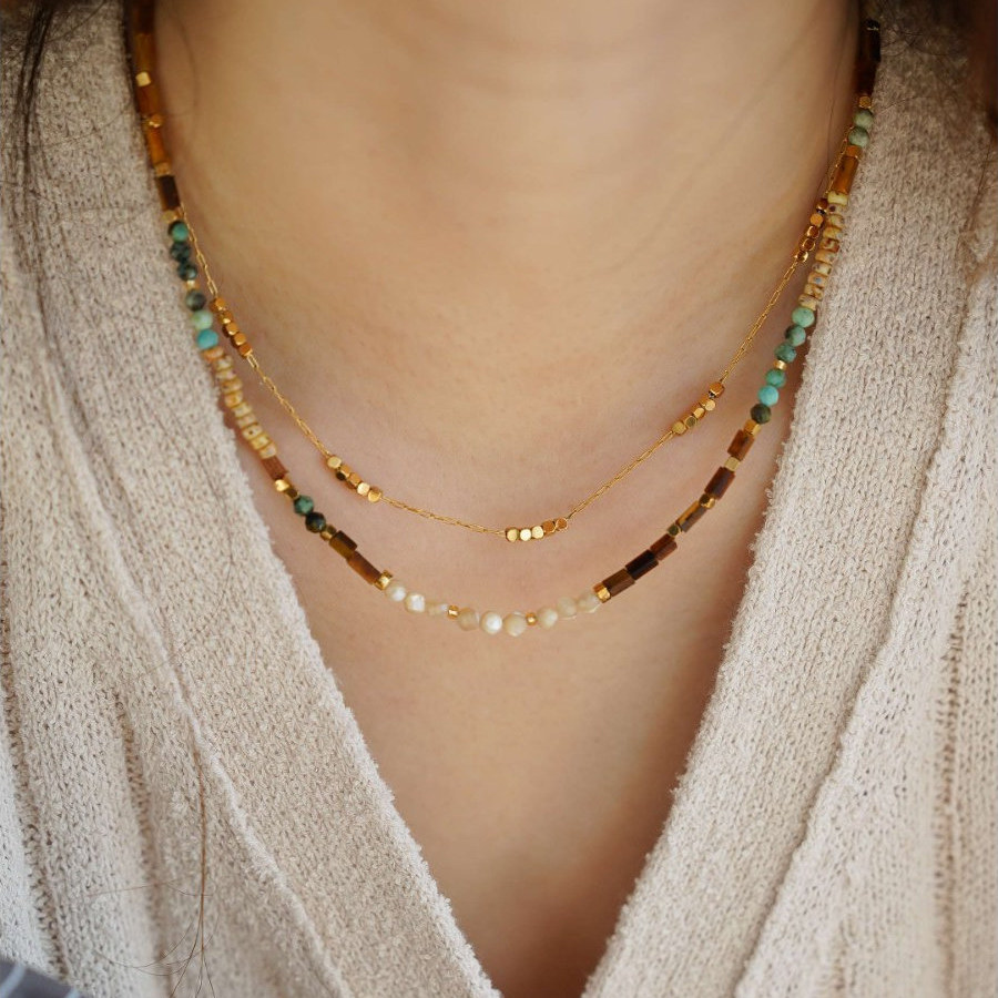 设计师款进口捷克珠松石锁骨链