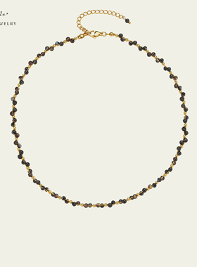 JoJo｜叠戴黑尖晶小金豆八芒星吊坠甜苦辣黑色系麦穗项链锁骨链