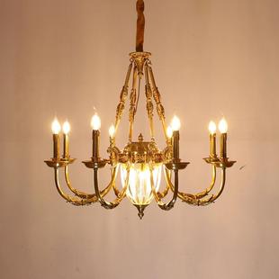 法式全铜吊灯宫廷风雕刻水晶客厅欧复古别墅卧室书房楼梯间装饰灯