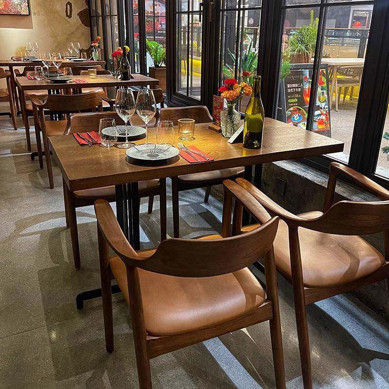 餐饮店桌椅西餐厅茶餐厅清吧日料店音乐餐吧主题餐厅实木桌椅组合