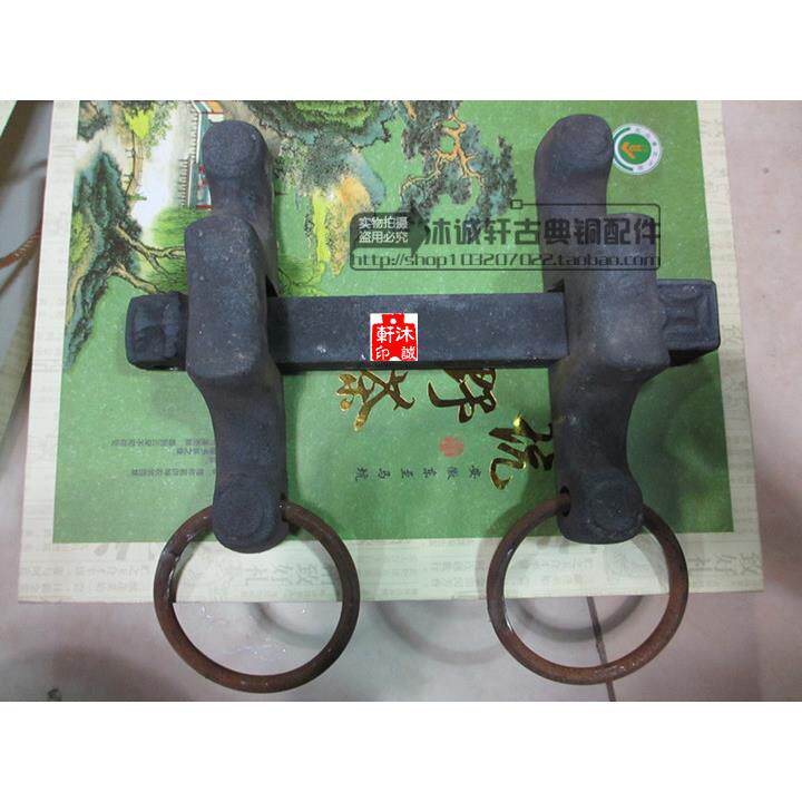 仿古铸铁大门插销配件木门门闩寺院古建四合院大门栓门锁锁扣门环