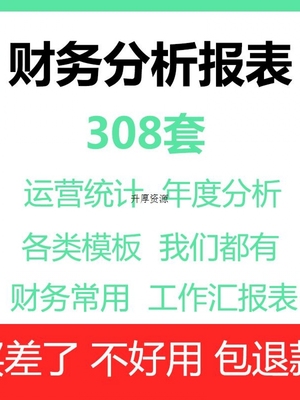 年度报表分析年终财务运营数据利润统计分析表格excel模板可视化