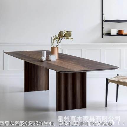 北欧纯实木轻奢餐桌原木大板桌长桌创意设计师工作台办公桌子