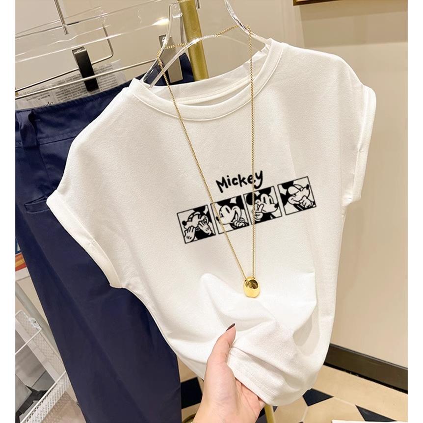 小飞袖正肩纯棉短袖t恤女新款时尚百搭减龄显瘦白色上衣薄款夏季