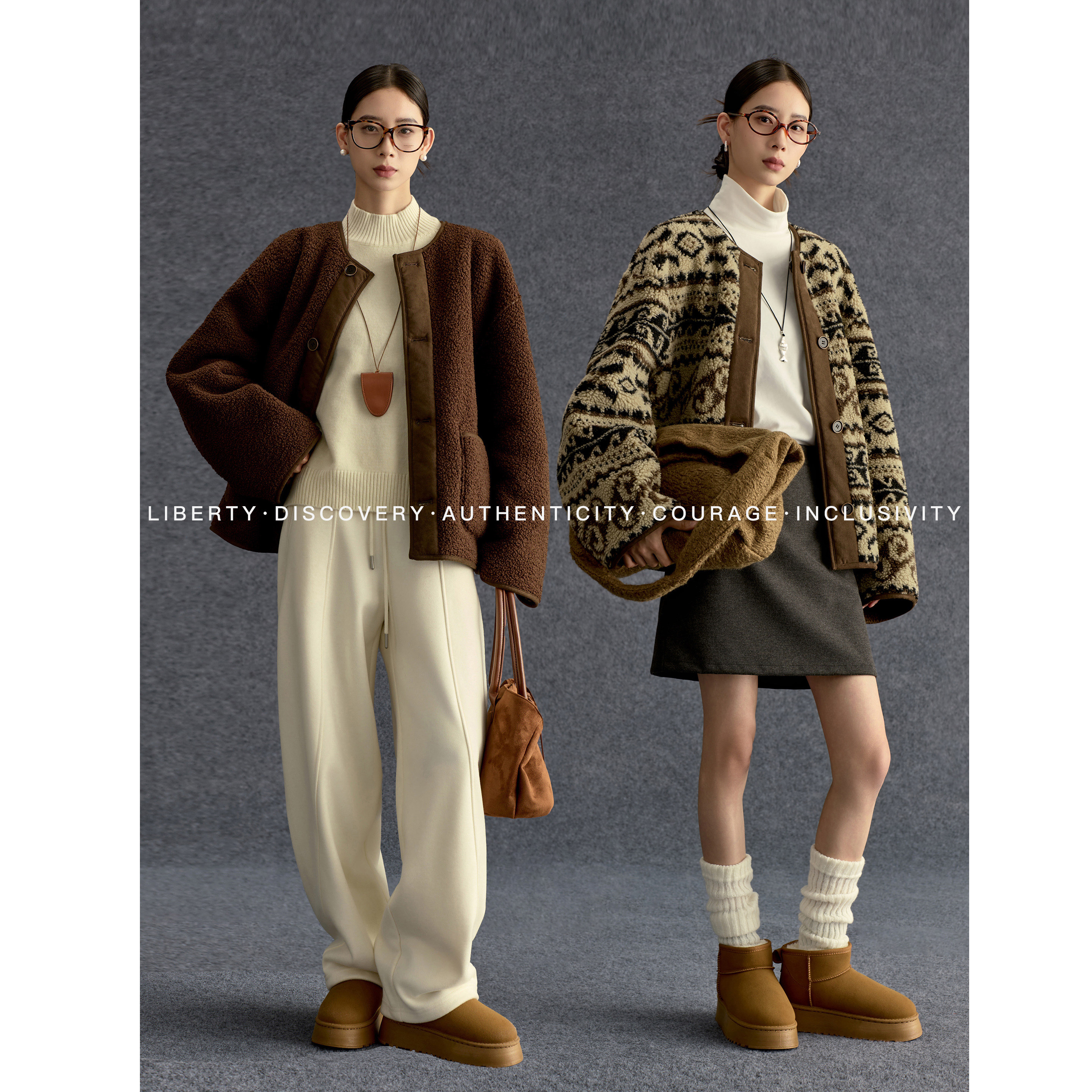 SWAP SENSE双生绒境· 复古拼接双面费尔岛提花羊羔毛保暖外套